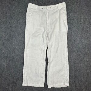 H&M L.O.G.G. Linen Pants Mens 32 White Coastal Summer Straight Leg Trousers